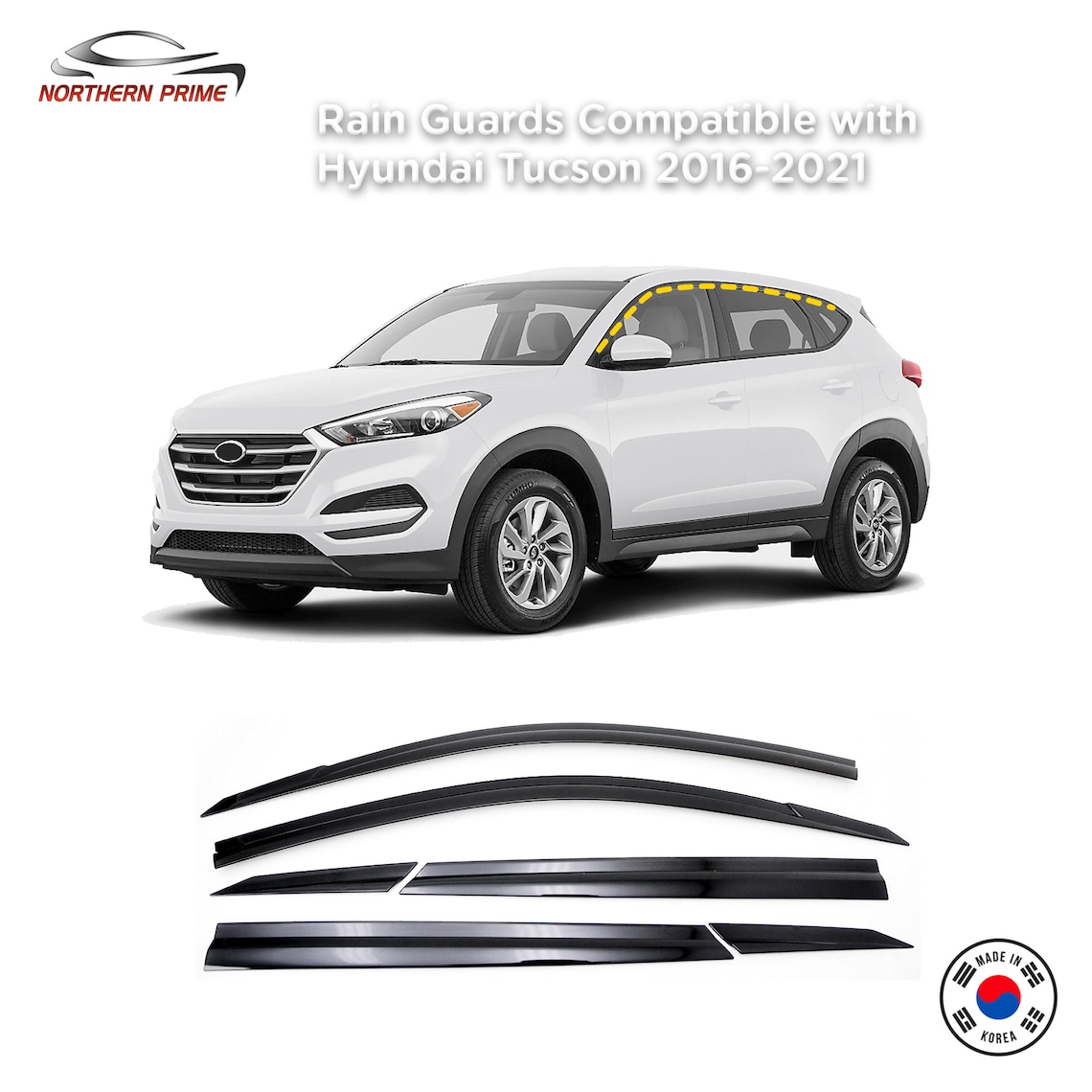 Rain Guards for Hyundai Tucson 20162021 6PCs Smoke Tinted Etsy