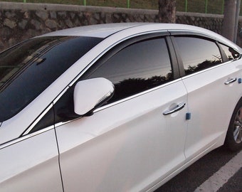 Rain Guards for Hyundai Sonata 2015 2019 6pcs Black With Chrome
