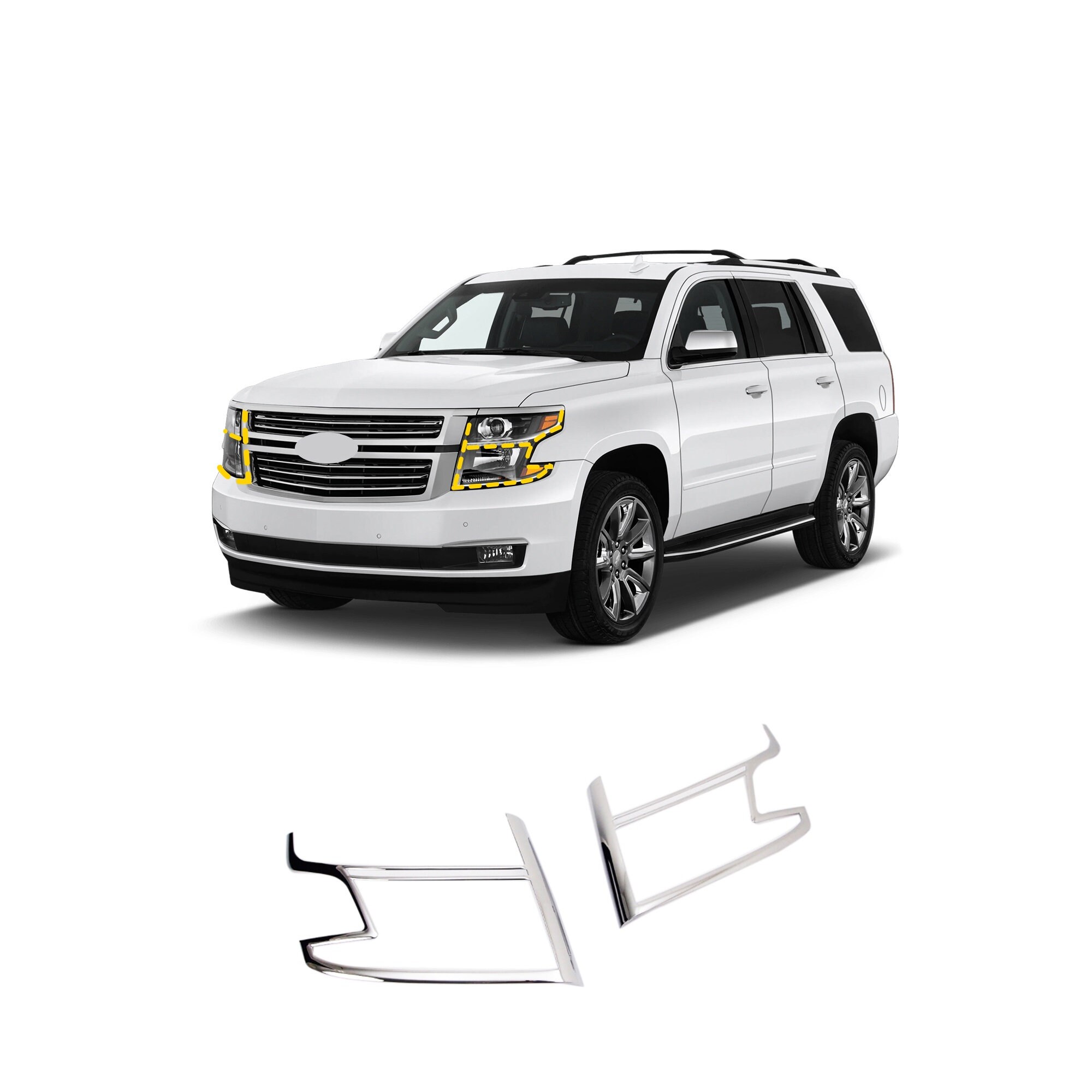 Rücklicht Abdeckung Zierleiste für Chevrolet Tahoe 2015-2020 2PCs Chrome  Finish Tape-On Style - .de