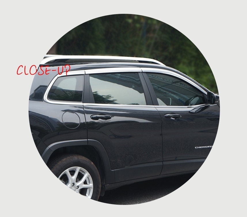 Rain Guards for Jeep Cherokee 2014 2023 6pcs Chrome Finish Tape on