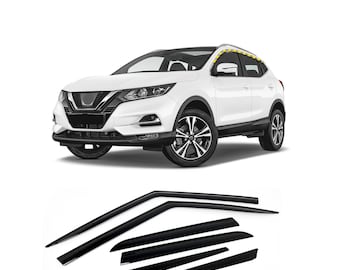 Rain Guards for Nissan Qashqai 2017-2023 (6PCs) Smoke Tinted Tape-On Style