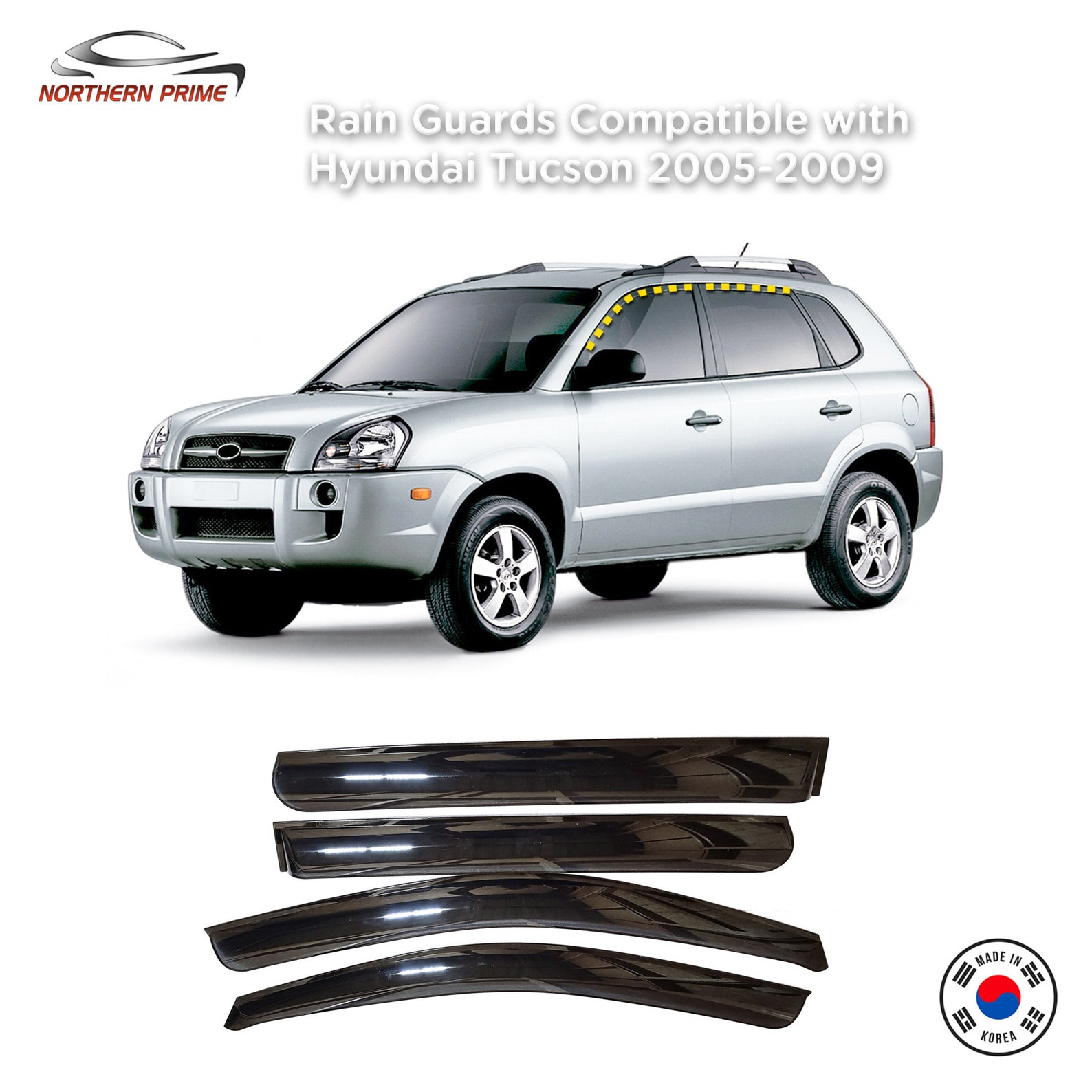 Rain Guards for Hyundai Tucson 20052009 4PCs Smoke Tinted Etsy