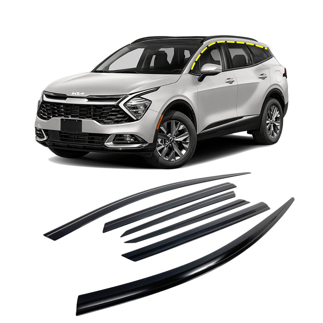 Rain Guards for Kia Sportage 2023-2024 6pcs Smoke Tinted Tape-on Style 