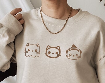 Cute Halloween Cats Heavy Blend Crewneck Sweatshirt, Spooky Season Kitty Costumes