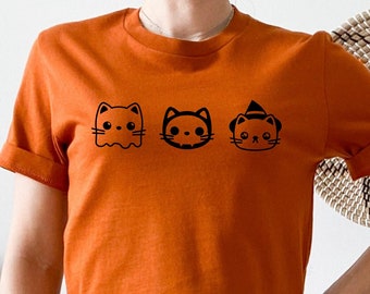 Halloween Cats Jersey Short Sleeve Tee, Spooky Season Kitty Costumes
