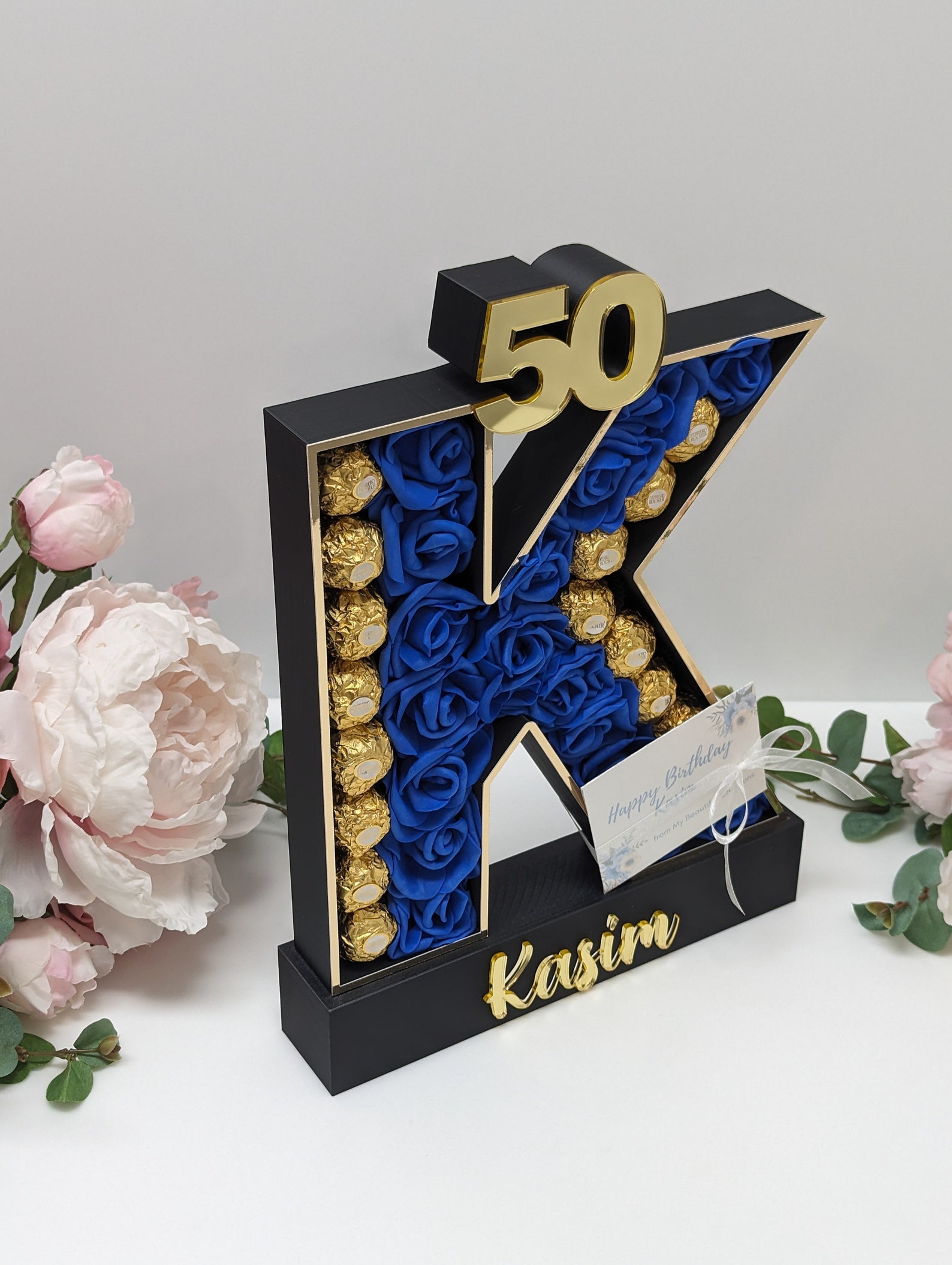 Personalized Initial Letter Gift Box: Ferrero Chocolate & Roses - Etsy