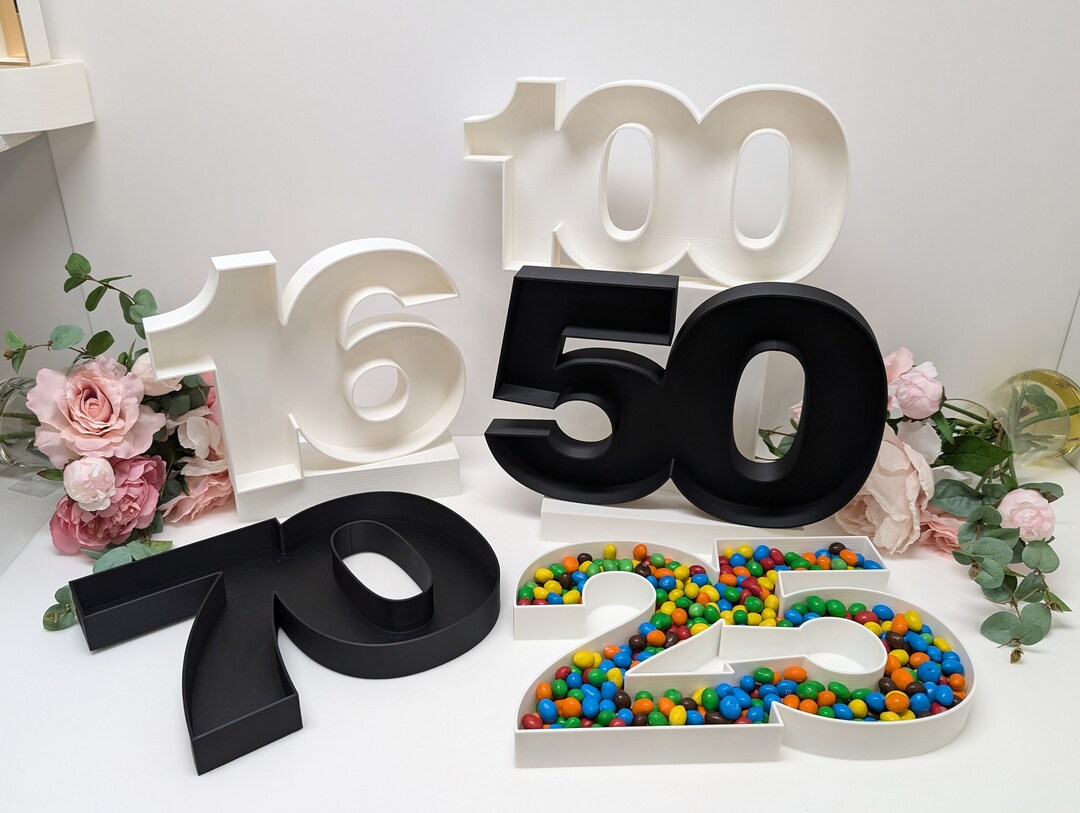Fillable Number Tray: Milestone Birthday, Anniversary Decor - Etsy
