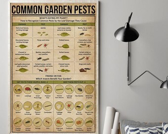 Common Garden Pests Knowledge Poster, Garden Pests Poster, Gardening Poster, Plant Poster, Houseplant Art Print, Succulent Lover Gifts