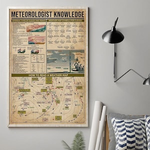 Meteorologist Knowledge Poster, Meteorologist Art Print, Weather Map Symbols For Clouds, Scientist Art Canvas, Scientist Lover Gifts