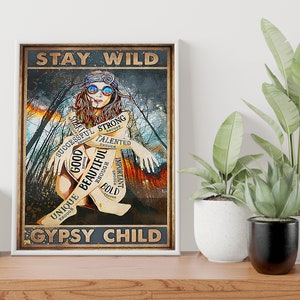 Stay Wild Gypsy Child Poster, Hippie Wall Art, Trippy Art, Psychedelic Art, Hippie Wall Decor, Hippie Art, Hippie Gifts, Trippy Poster