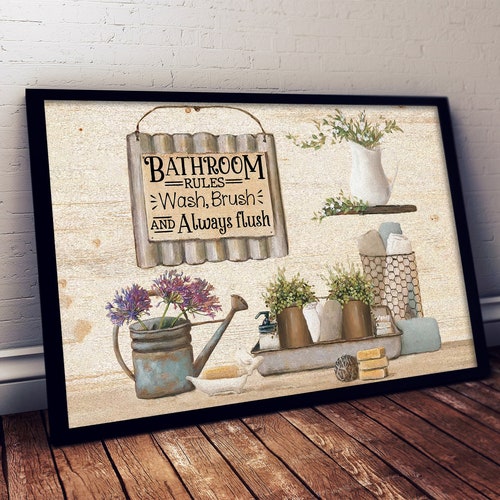 Modern Farmhouse Bathroom Wall Decor Vintage Bathroom Decor Etsy