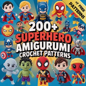 99+ Cartoon Crochet PATTERN Set Amigurumi Bundle,Amigurumi Crochet Patterns, Princess Fairytale Superhero Doll Studio Animation TV PDF File