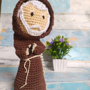 Saint Padre Pio Crochet Doll Amigurumi Handmade Catholic Plush Monk Figurine Religious Gift for Baptism Confirmation Altar Decor