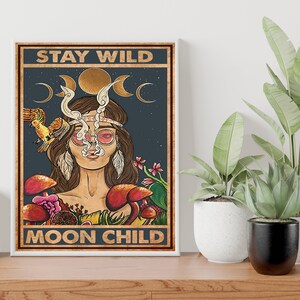 Stay Wild Moon Child Poster, Hippie Wall Art, Trippy Art, Psychedelic Art, Hippie Wall Decor, Hippie Art, Hippie Gifts, Trippy Poster