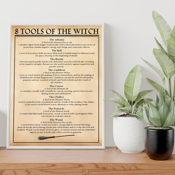 8 Tools Of The Witch Poster, Witch Poster, Witchcraft Poster, Witch Art, Witch Print, Witch Decor, Witch Gift, Witch Home Decor