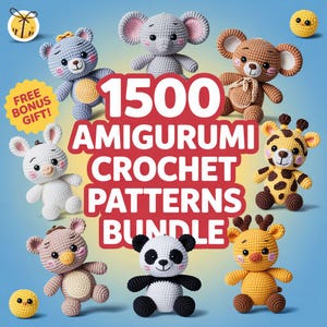 1500++ Cartoon Crochet PATTERN Set Amigurumi Bundle, Princess Fairytale Superhero Doll Studio Cute Plush Toys, Bunny, Fox, Bear, Elephant
