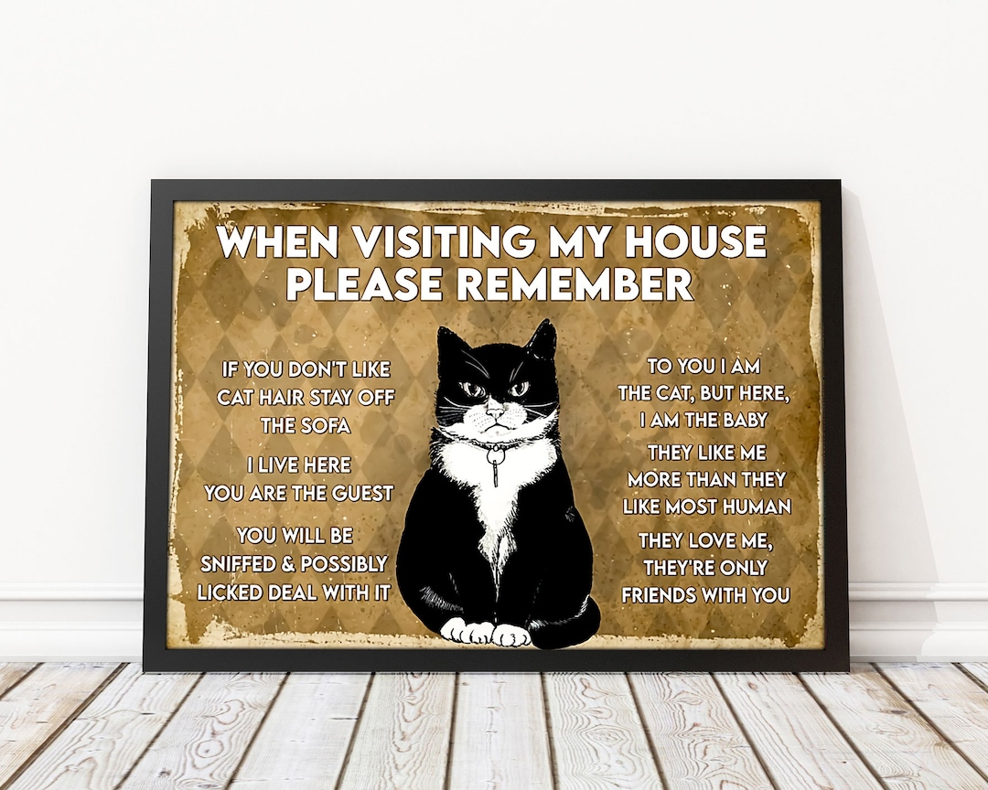 When Visiting My House Please Remember Funny Cat Poster, Cat Wall Art