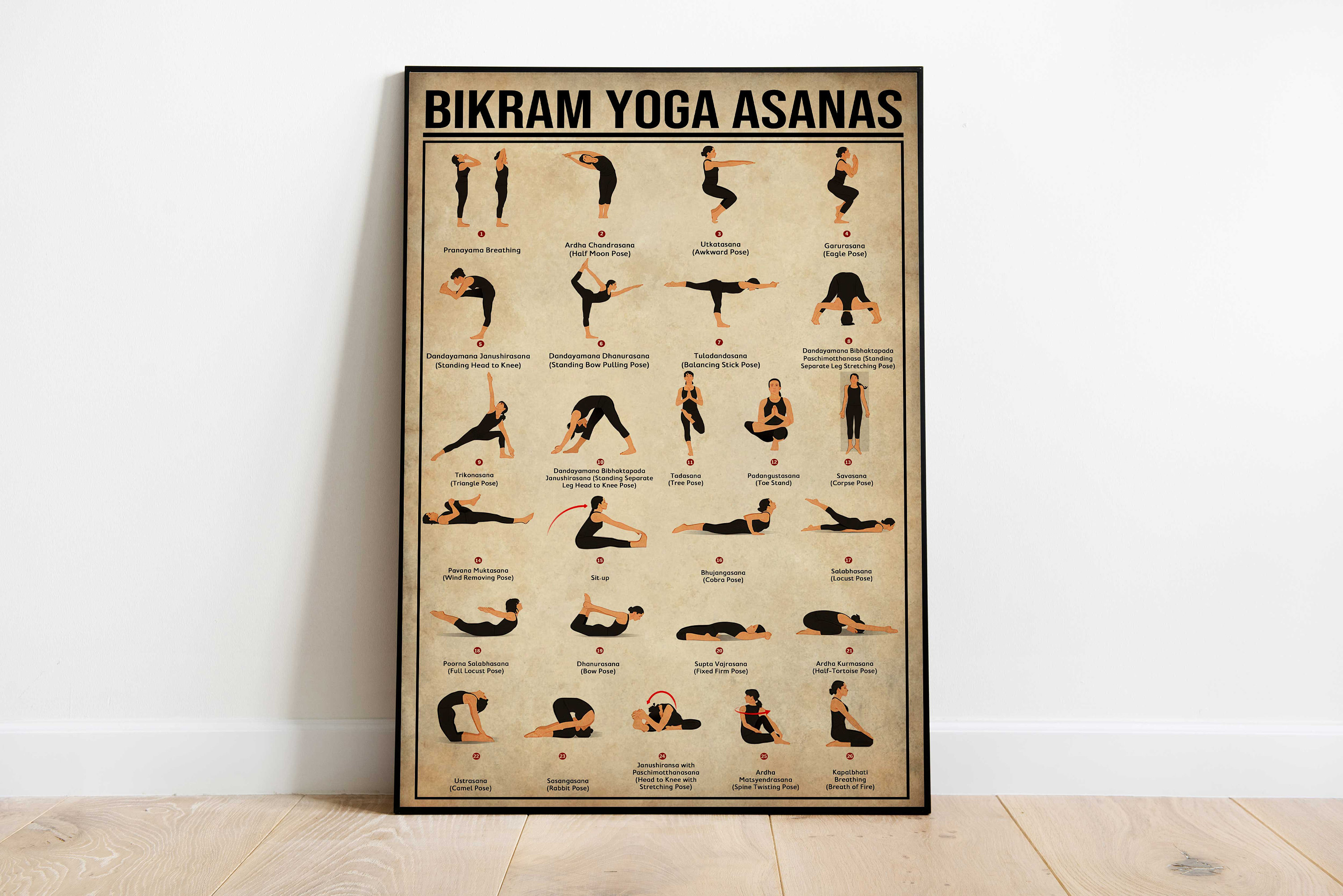 Bikram Yoga Poses Poster, Yoga Art, Yoga Wall Art, Yoga Pose Print, Yoga  Decor, Yoga Gifts, Yoga Room Decor, Yoga Lover Gift, Yoga Art Print 