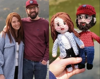 Retrato de boneca personalizado da foto, crochê personalizado, crochê de presente de halloween, presente para marido, presente de casal de crochê, retrato de crochê personalizado, natal
