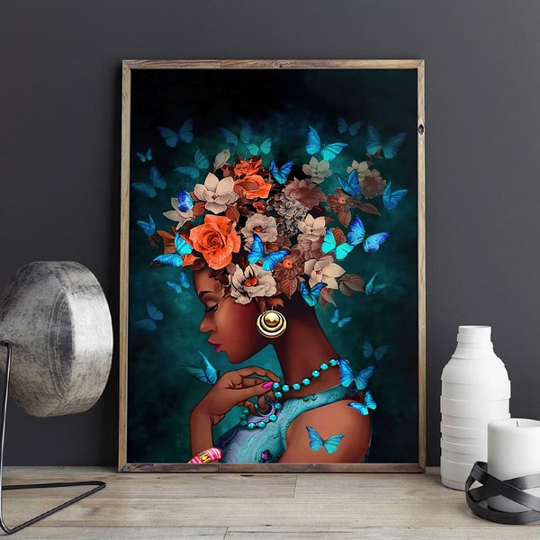 Black Girl With Flower Wall Art - Etsy