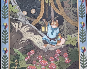 Haunted Glade with Cat Art Print