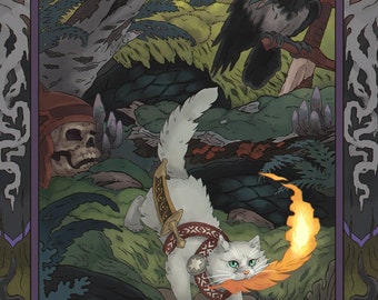 Cat in the Shadows Art Print Poster