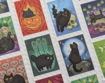 Mystical Cats Stamp Washi Tape for Scrapbooking, Cute stationery, Cat lovers gift