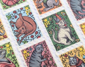 Mittelalterliche Katzen-Stempel, Goldfolien-Washi-Tape für Scrapbooking, verspieltes Briefpapier für Katzenliebhaber