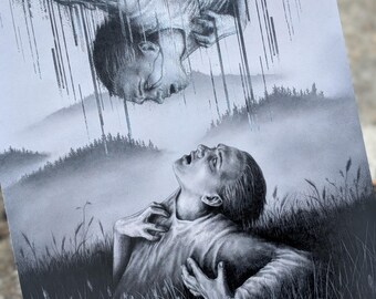 Dark Gothic Horror Art Print, Emo Grunge Home Decor