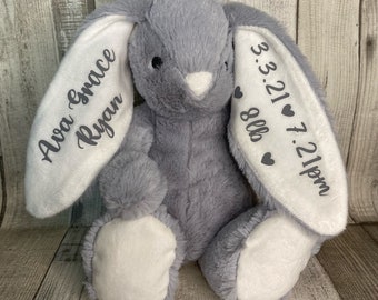 Personalised New Baby Bunny - Personalised Bunny Rabbit - Plush Bunny - Easter bunny - Personalised teddy - New baby gift -Flower girl teddy