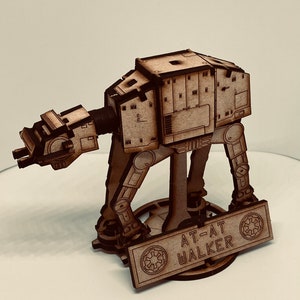 Star Wars inspired AT-AT Walker Personalised Wooden Ornament l Model with Stand - Ideal Father’s Day | Birthday Gift