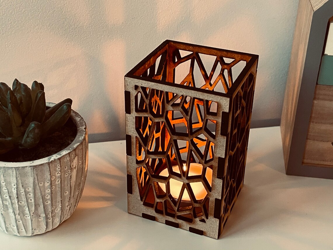 Personalised Geometric Tea Light Holder Etsy