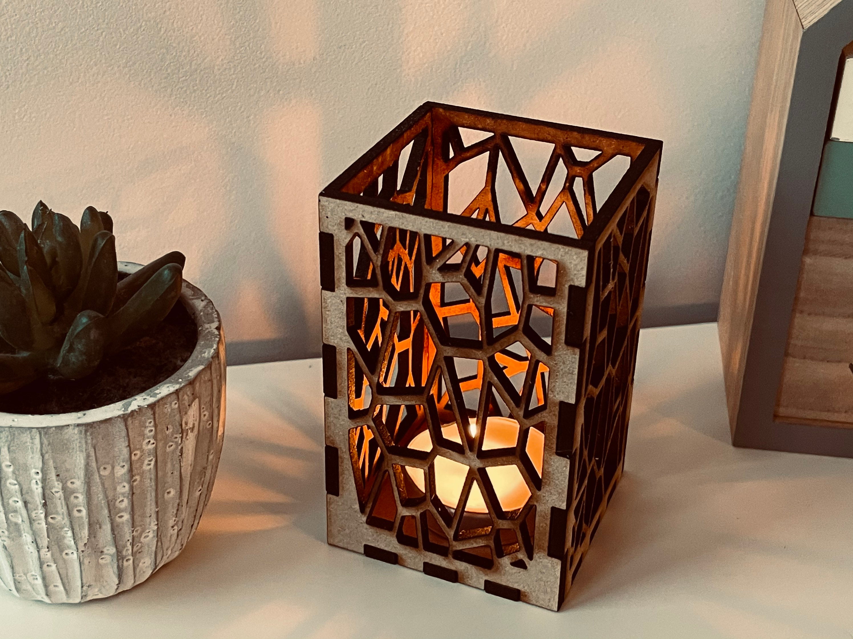 Personalised Geometric Tea Light Holder Etsy