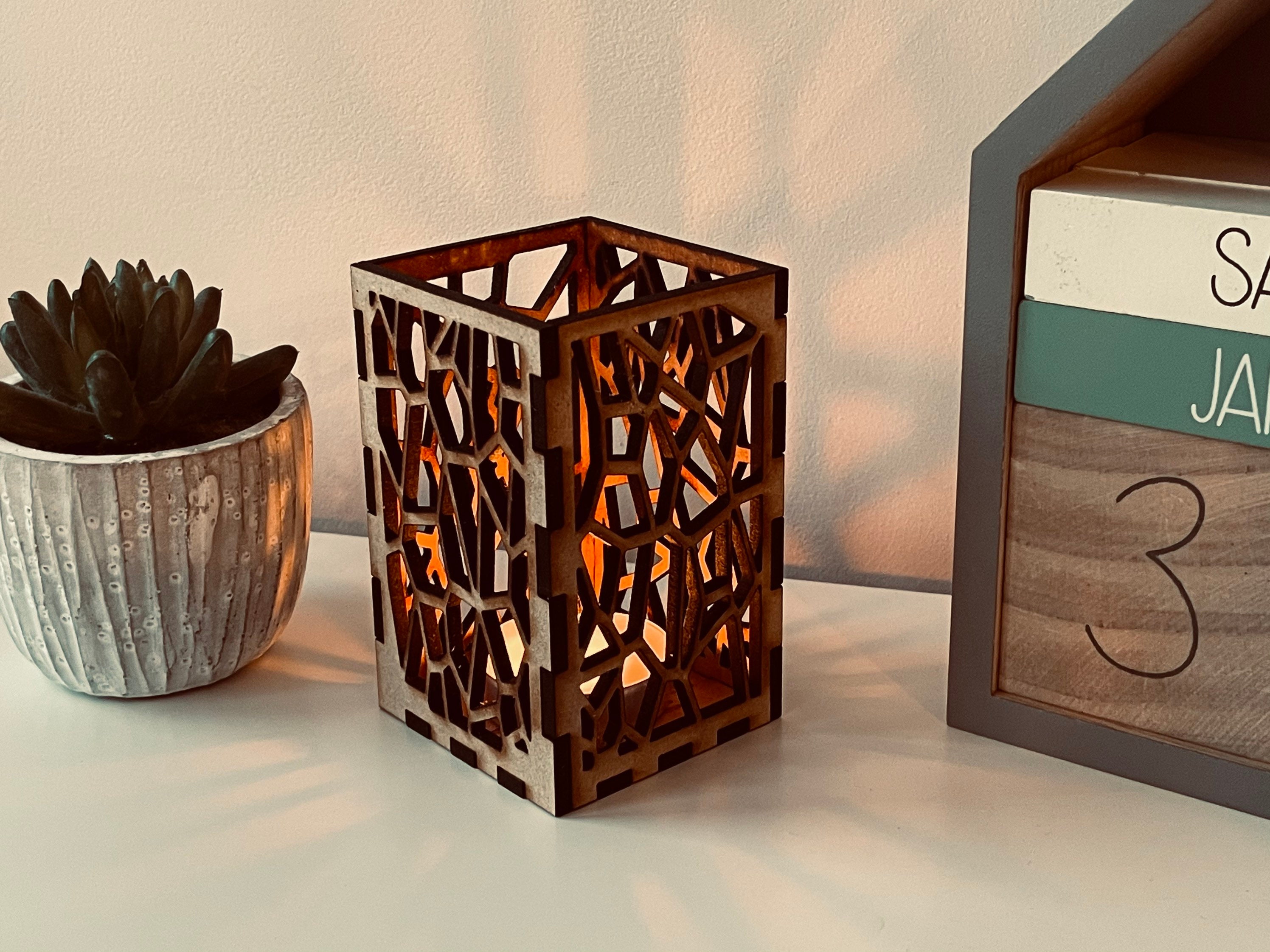 Personalised Geometric Tea Light Holder Etsy