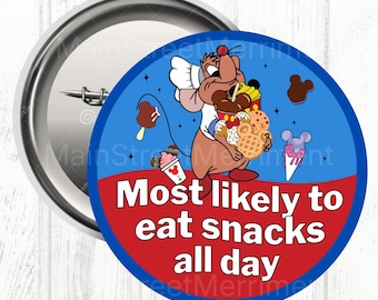 Disney wahrscheinlichsten Snacks den ganzen Tag essen Knopf, Disney Feier Knopf, Park Knopf, Disney Superlative
