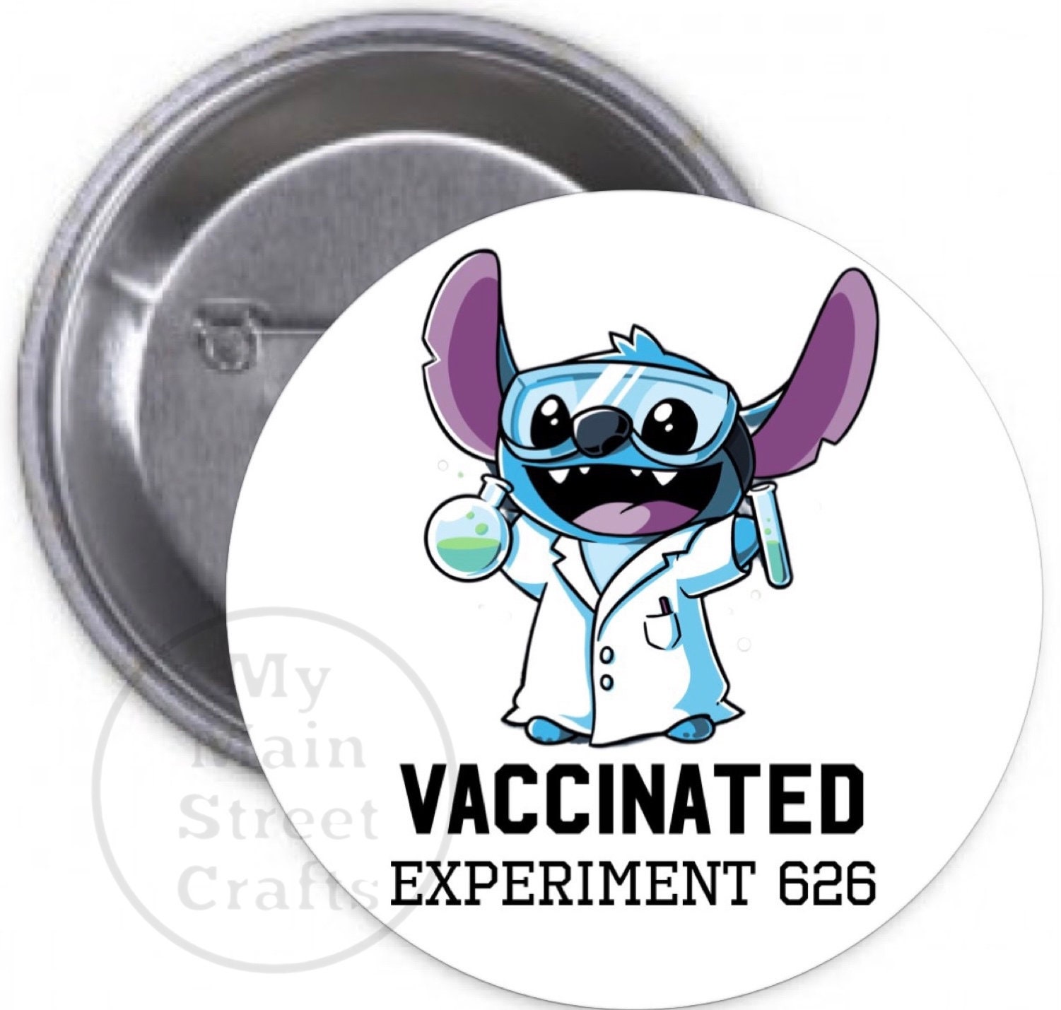 Stitch Experiment 626 Vaccinated Button