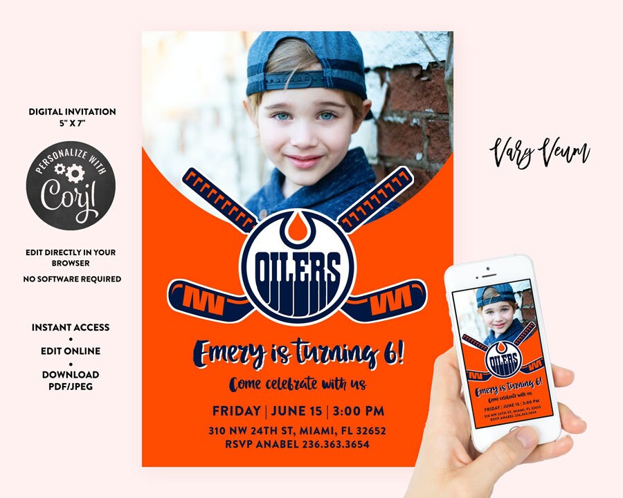 Edmonton Oilers Birthday Invitation Etsy