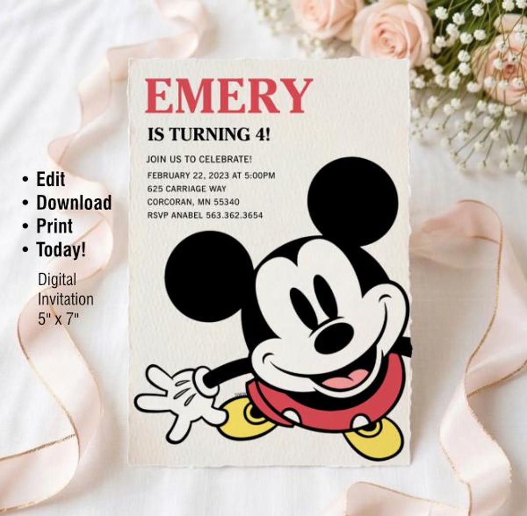 Mickey Mouse Birthday Invitation: Oh Twodles Party, Thank You Card ...