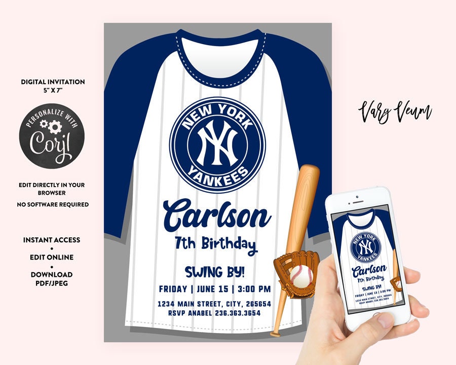 New York Yankees Birthday Invitation | Etsy