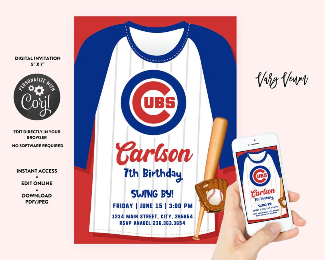 Chicago Cubs Birthday Invitation | Etsy