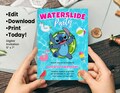 Stitch Waterslide Birthday Invitation - Editable Corjl Template, Digital Download, Pool Party Invite for Kids product logo