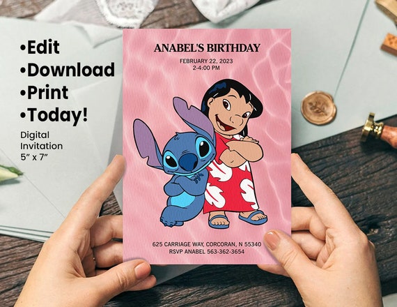 Digital Invitation Birthday Party stitch e angel, ITA/ENG, invito digitale  whatsapp. stitch and angel compleanno Invitation Party -  Italia