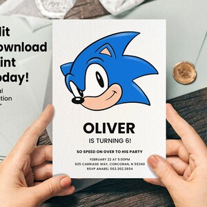 Sonic the Hedgehog Birthday Invitation – Editable Digital Download