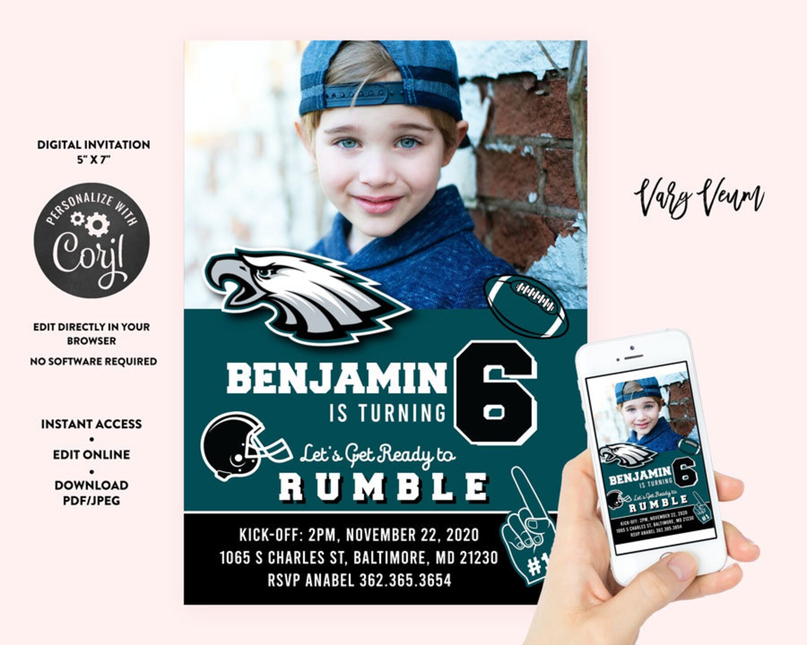 Philadelphia Eagles Birthday Invitation | Etsy