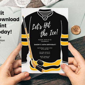 Hockey-Geburtstagseinladung - Bearbeitbare Eishockey-Party einladen, digitaler Download