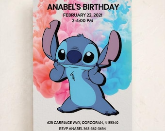 Stitch Birthday Invitation: Blue Koala Party Theme (Digital)