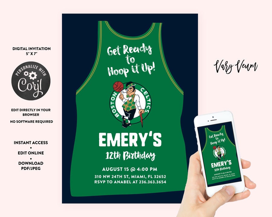 Boston Celtics Birthday Invitation | Etsy