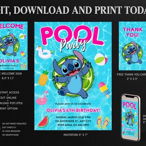 Lilo And Stitch Invitation, Lilo And Stitch Birthday, Lilo And Stitch  Party, Lilo And Stitch Birthday Invitation, Lilo And Stitch Decortaion