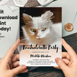 Cat Bachelorette Party Invitation – Editable Digital Download, Feline-Themed Invite