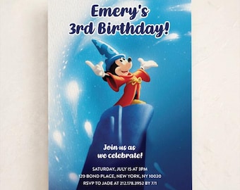 Mickey Sorcerer's Apprentice Birthday Invitation – Editable Digital Download, Personalized Party Invite